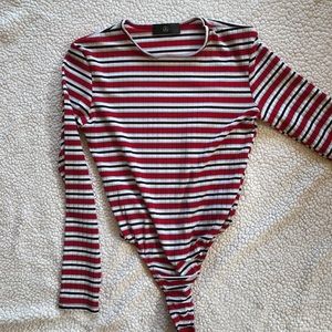 Multi color striped bodysuit
